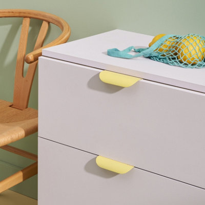 Plank Hardware MERCURY Curved Lip Pull Handle -  60mm - Lemon Yellow