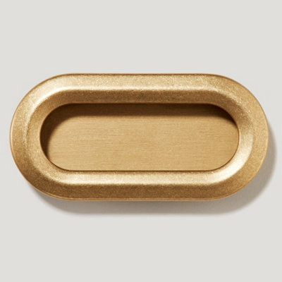 Plank Hardware OLMO Oval Recessed Pull Handle - 110mm - Aged Brass