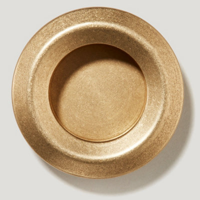 Plank Hardware OLMO Round Recessed Pull Handle - 55mm - Aged Brass