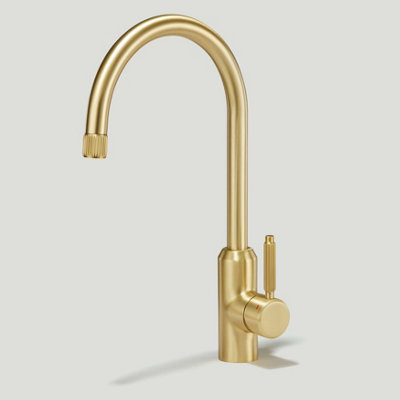 Plank Hardware PORTMAN Grooved Kitchen Mixer Tap - Brass