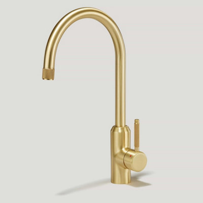 Plank Hardware PORTMAN Swirled Kitchen Mixer Tap - Brass