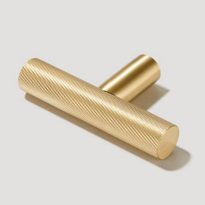 Plank Hardware SEARLE Swirled Single T Handle - Brass