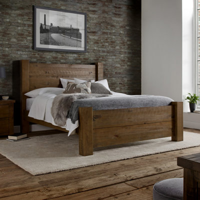 Grey king size on sale wooden bed