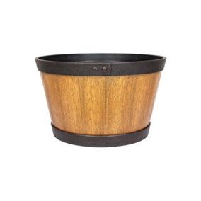 Plant Avenue Indoor or Outdoor Plastic Garden Pot Planter Oban Whiskey Country Barrel (Large Light Oak) 27cm x 46cm x 46cm