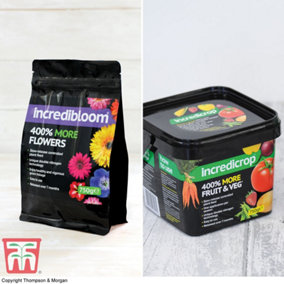 Plant Fertiliser - Flower & Vegetable - 'Incredibloom' and 'Incredicrop' - 750g Pack x 2