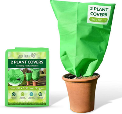 Plant Fleece Frost Protection Jackets 60cm x 100cm, 2 Pack - Winter Plant Covers for Outdoor Plants & Fruit Trees