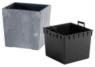 Plant Flower Pot Concrete Square Planter Inner Pot Garden Patio Home Large Beton Marengo 14 Litres