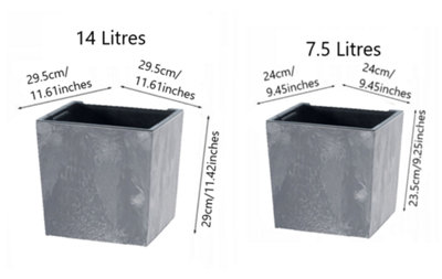 Plant Flower Pot Concrete Square Planter Inner Pot Garden Patio Home Large Beton Marengo 14 Litres - 3