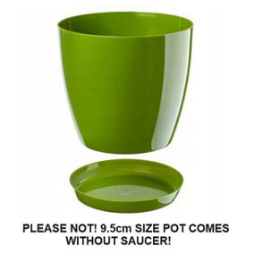 Plant Flower Pot Plastic 20 Colours 9 sizes Gloss Pots Planter Saucer Tray Deco Green 9.5cm