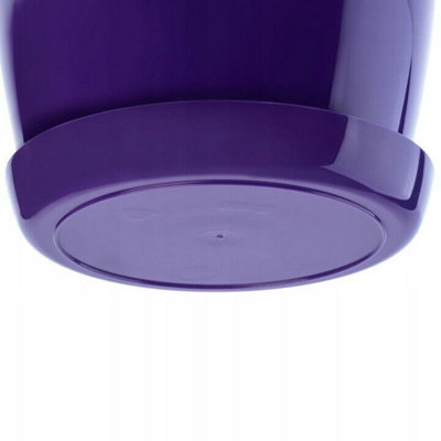 Plant Flower Pot Plastic 20 Colours 9 sizes Gloss Pots Planter Saucer Tray Deco Purple 18cm - 3