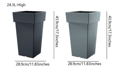 Plant Flower Pot Square Low Planter Pot 3 Sizes Garden Patio Home Large Modern Grey 24.3L High
