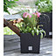 Plant Flower Pot Square Rattan Planter Inner Pot Garden Patio Home Large Anthracite 37l