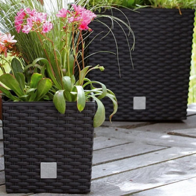 Plant Flower Pot Square Rattan Planter Inner Pot Garden Patio Home ...