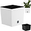 Plant Flower Pot Square Rattan Planter Inner Pot Garden Patio Home Large White 11L