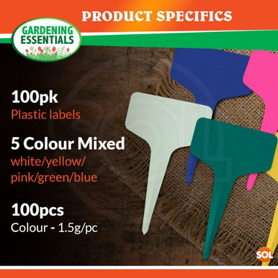 Plant Labels mixed colours T Type(100X)