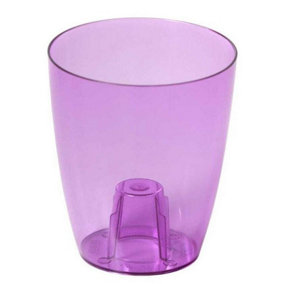 Plant Orchid Pot Plastic 3 Colours Gloss Oval Planter Transparent Clear 13 cm Purple