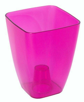 Plant Orchid Pot Plastic  Gloss Oval Planter 12 cm Pink transparent Square