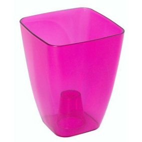 Plant Orchid Pot Plastic  Gloss Oval Planter 12 cm Pink transparent Square