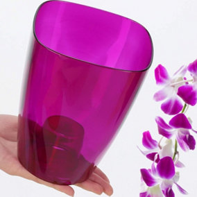 Plant Orchid Pot Plastic  Gloss Oval Planter 12 cm Purple transparent Square