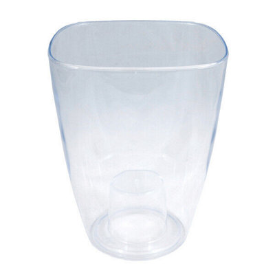 Plant Orchid Pot Plastic  Gloss Oval Planter Transparent Clear 12 cm Square