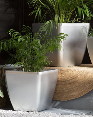 Plant Pot ASTRAS Stone 50 cm Silver