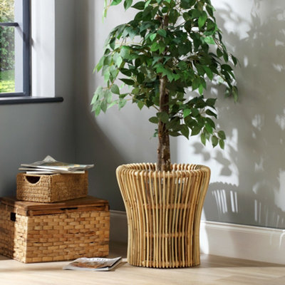 Plant Pot Baskets Indoor Large Rattan in Natural Set of 2 Stackable
