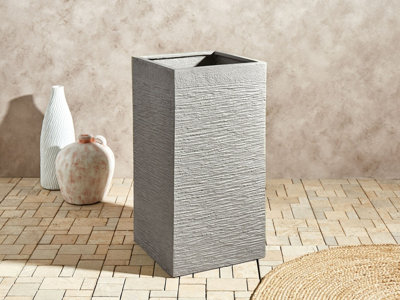 Plant Pot Fibre Clay Light Grey 40 x 40 x 77 cm DION