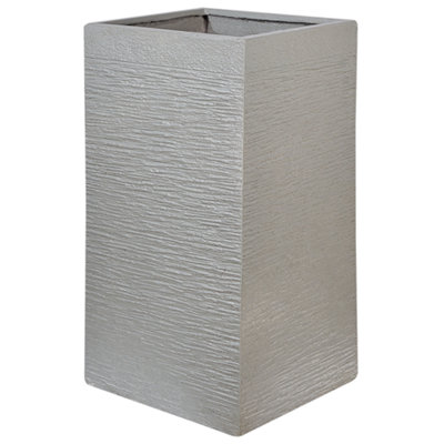 Plant Pot Fibre Clay Light Grey 40 x 40 x 77 cm DION