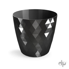 Plant Pot Flowerpot Round Plastic Crystal Modern Decorative Small Medium Large Black 14cm