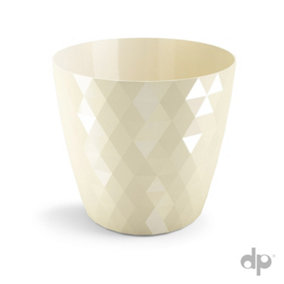 Plant Pot Flowerpot Round Plastic Crystal Modern Decorative Small Medium Large Cream 12cm