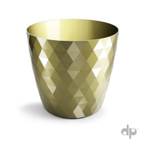 Plant Pot Flowerpot Round Plastic Crystal Modern Decorative Small Medium Large Gold 14cm