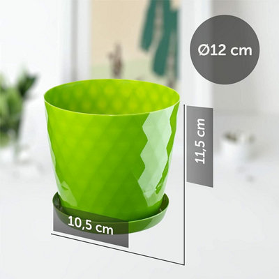 Plant Pot Flowerpot Round Plastic Crystal Modern Decorative Small Medium Large Lime 12cm