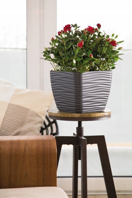 Plant Pot Flowerpot Square Plastic Modern Decorative Small Medium Large Anthracite 15cm