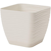 Plant Pot Flowerpot Square Plastic Modern Decorative Small Medium Large  Cream 13cm