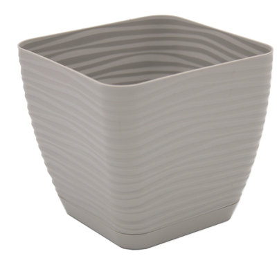 Plant Pot Flowerpot Square Plastic Modern Decorative Small Medium Large Light Grey 17cm