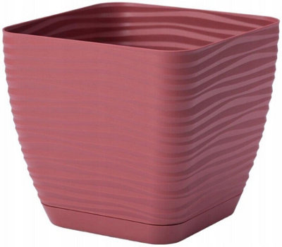 Plant Pot Flowerpot Square Plastic Modern Decorative Small Medium Large Marsala 17cm