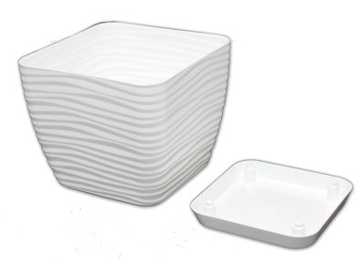 Plant Pot Flowerpot Square Plastic Modern Decorative Small Medium Large  White 19cm