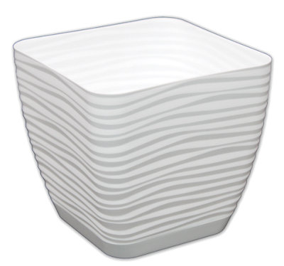 Plant Pot Flowerpot Square Plastic Modern Decorative Small Medium Large  White 19cm - 3