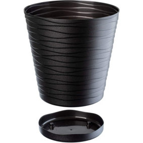 Plant Pot Flowerpot Wave Plastic Crystal Modern Decorative Black 17cm
