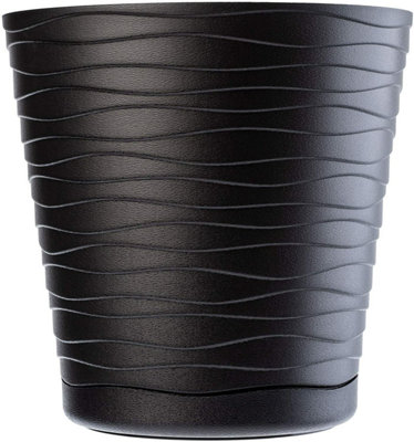 Plant Pot Flowerpot Wave Plastic Crystal Modern Decorative Black 19cm