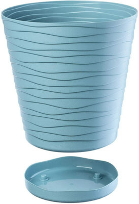 Plant Pot Flowerpot Wave Plastic Crystal Modern Decorative Blue 15cm