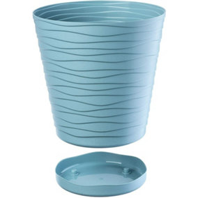 Plant Pot Flowerpot Wave Plastic Crystal Modern Decorative Blue 15cm