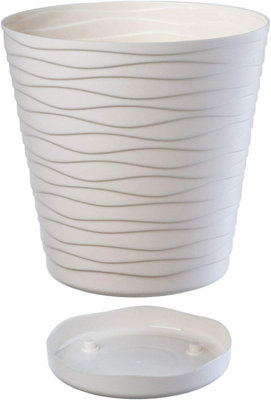 Plant Pot Flowerpot Wave Plastic Crystal Modern Decorative Cream 13cm