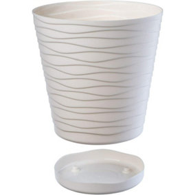 Plant Pot Flowerpot Wave Plastic Crystal Modern Decorative Cream 13cm