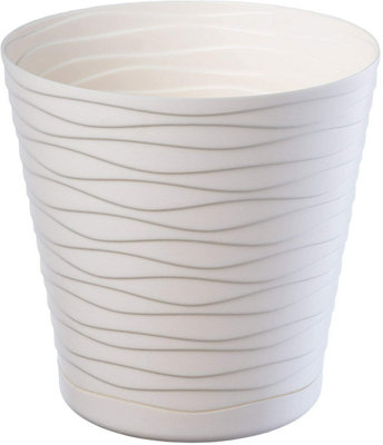Plant Pot Flowerpot Wave Plastic Crystal Modern Decorative Cream 25cm - 3