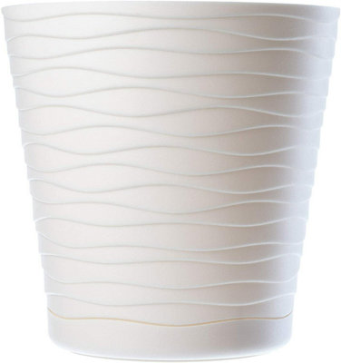 Plant Pot Flowerpot Wave Plastic Crystal Modern Decorative Cream 25cm - 4