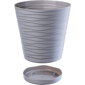 Plant Pot Flowerpot Wave Plastic Crystal Modern Decorative Grey 19cm