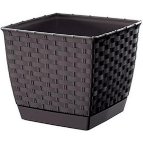 Plant Pot Flowerpot Wave Plastic Crystal Modern Decorative Small Medium Large Dark Brown Square 6 Litres