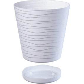 Plant Pot Flowerpot Wave Plastic Crystal Modern Decorative  White 13cm