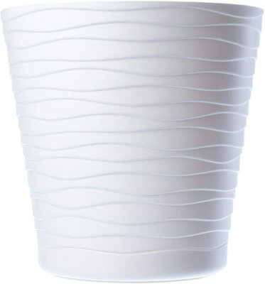 Plant Pot Flowerpot Wave Plastic Crystal Modern Decorative White 25cm - 3